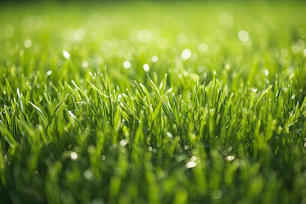 Залитая солнцем зеленая трава как фон текстуры