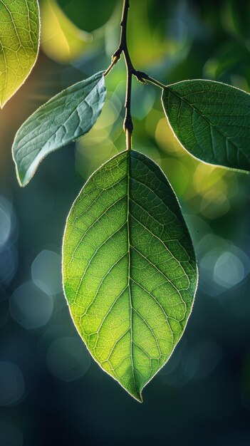 Sunlit Green Plant Close Up