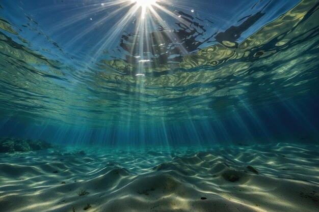 Foto il fondo dell'oceano illuminato dal sole