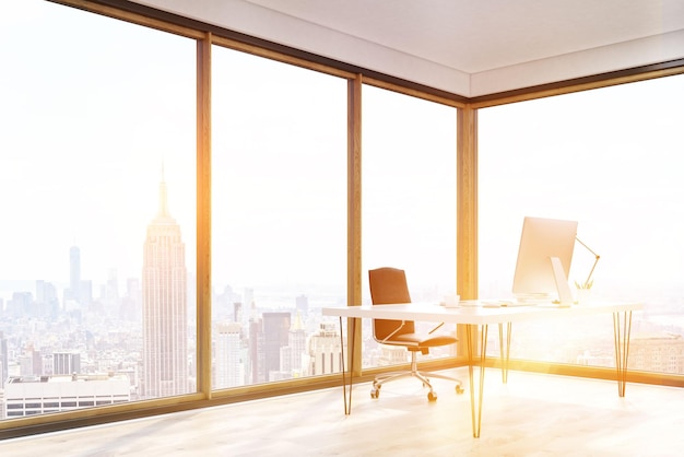 Sunlit office corner