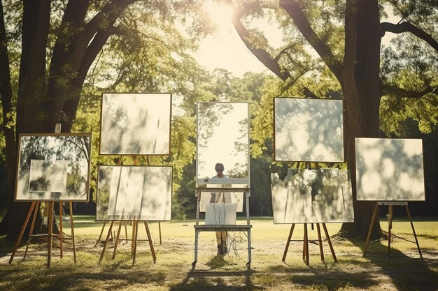 Foto mostra d'arte all'aperto illuminata dal sole