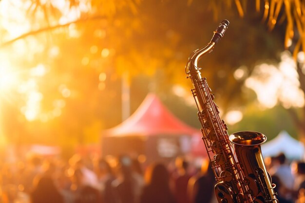 Photo sunlit outdoor jazz festival