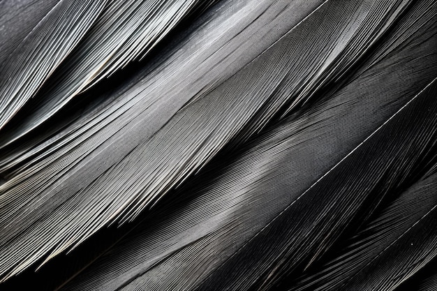 Sunlit picture of a glossy black raven feather