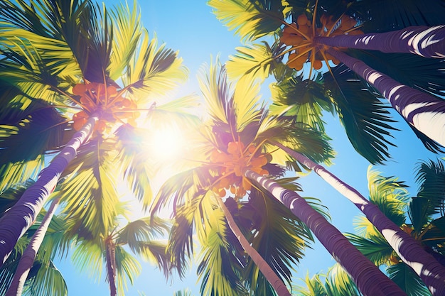 sunlit shores palm trees in sunshine