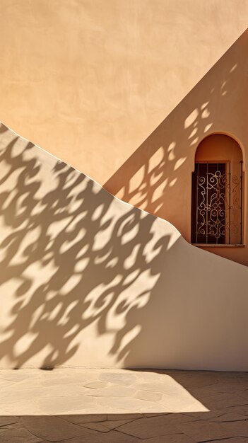 Photo sunlit stucco wall with intriguing shadows