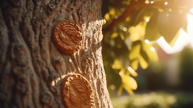 Sunlit Tree Trunk