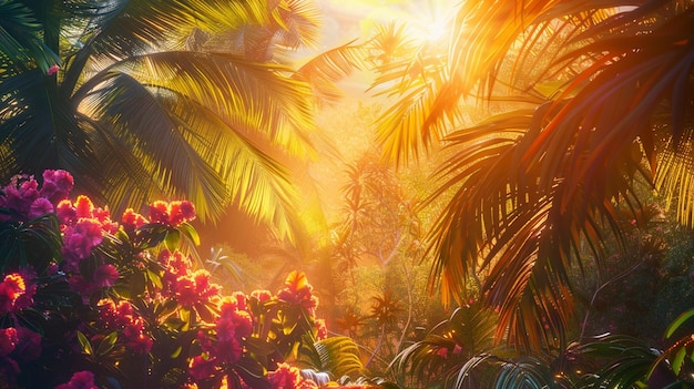 Sunlit Tropical Scenes Vibrant Summer Sunshine Bliss