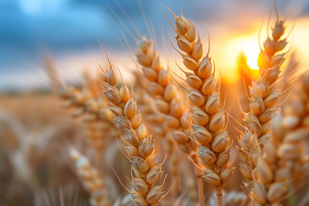 Sunlit Wheat Field CloseUp