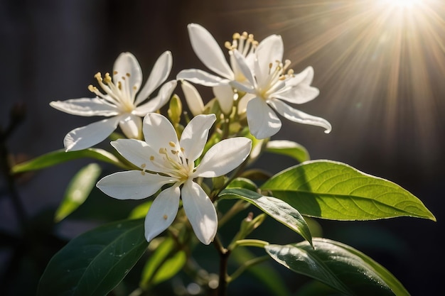 Sunlit White Blossoms