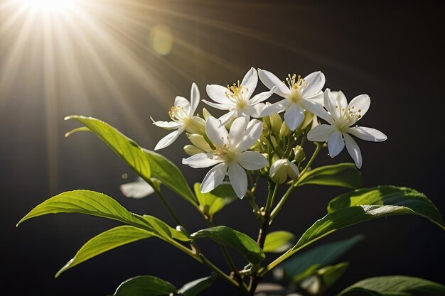 Photo sunlit white blossoms