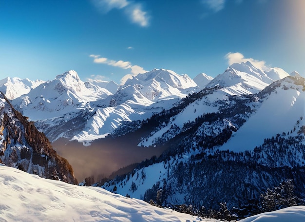 Sunlit Winter Serenity Snowy Mountain Dreamscape