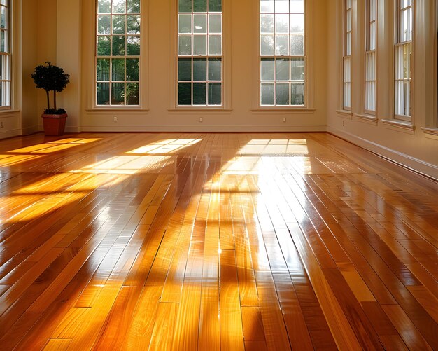 Sunlit Wooden Floor and Windows