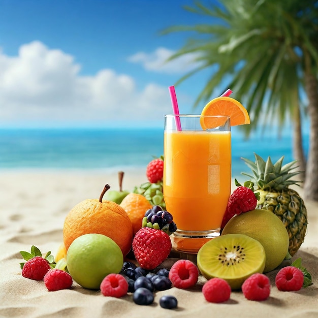 Sunny Beach Bliss Closeup Fruit en verfrissend sap