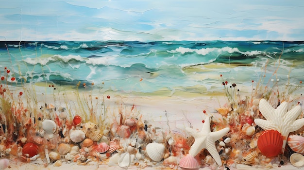 Sunny beach illustration background wallpaper ocean sea
