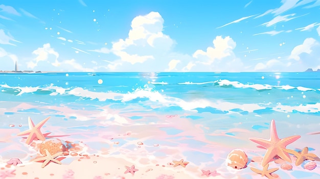 Sunny beach illustration background wallpaper ocean sea