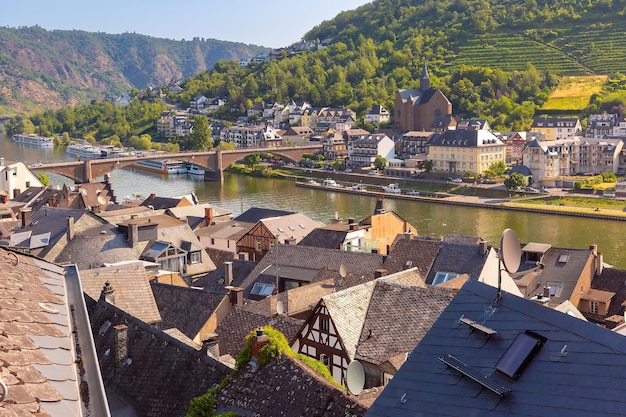 Sunny cochem beautiful town on romantic moselle river germany