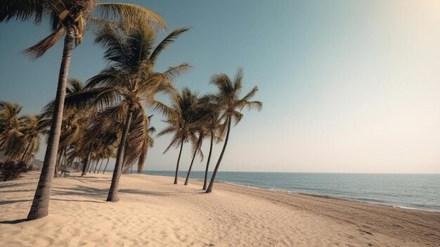 Sunny day by the sea with trees