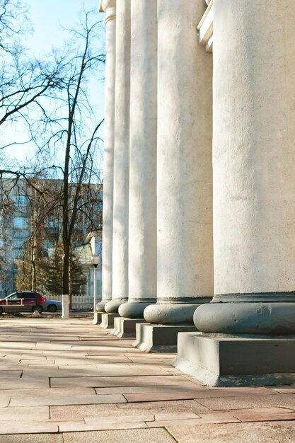 Sunny day column of the building