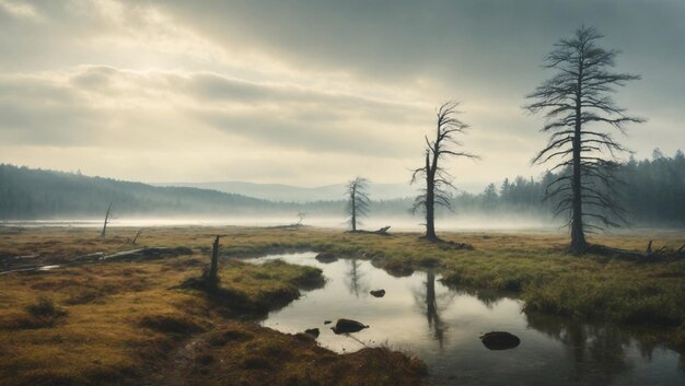 Sunny Day in A Misty Creek