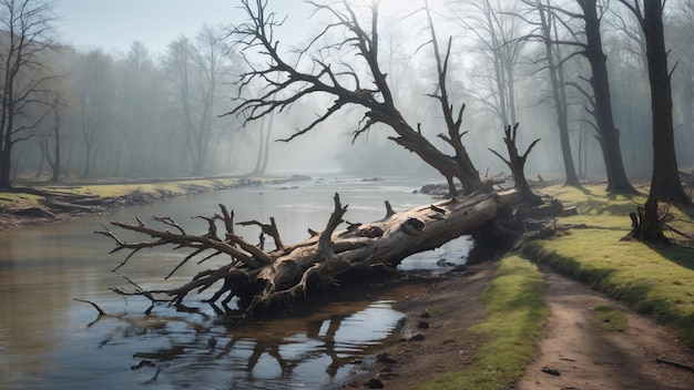 Sunny Day in A Misty Creek