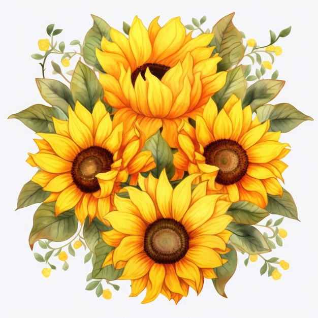 Sunny Delight levendige aquarel zonnebloemen in patchwork stijl clipart PNG