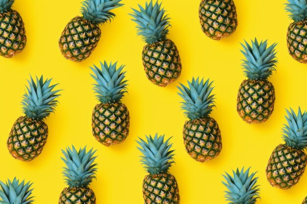 Sunny Delight A Playful Pineapple Pattern on a Vibrant Yellow Background