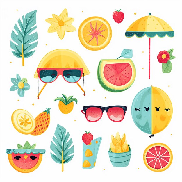 Sunny Delights Leuke zomerdecoraties cliparts voor een vrolijke sfeer