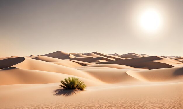 写真 晴れた砂漠の風景 静かな美しさと金色の色彩