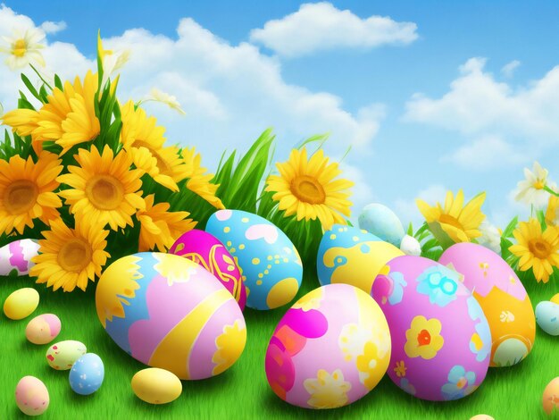 Sunny Easter background ai generated