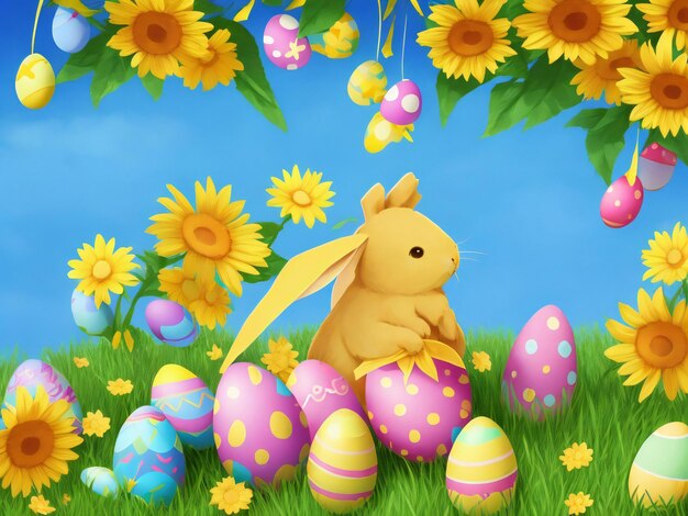 Sunny Easter background ai generated