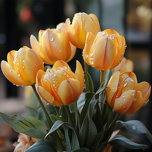 Sunny Elegance Yellow Tulips Blooming with Beauty