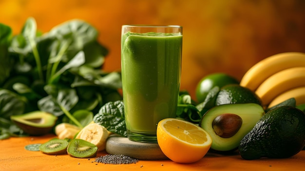 Sunny Elixir NutrientPacked Green Smoothie met kopieerruimte