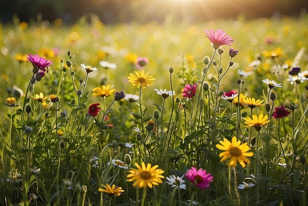 sunny flower meadow background