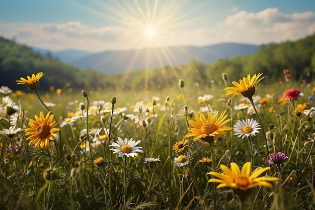 sunny flower meadow background