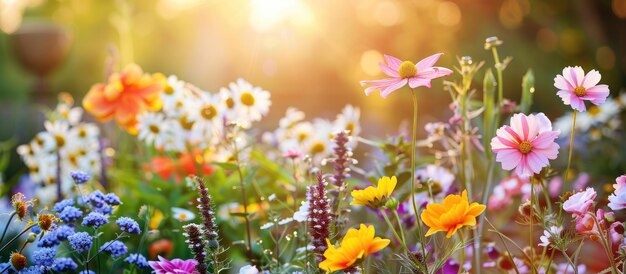 晴れた庭の花を植える