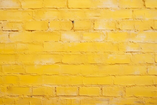 Sunny hue yellowpainted brick wall past