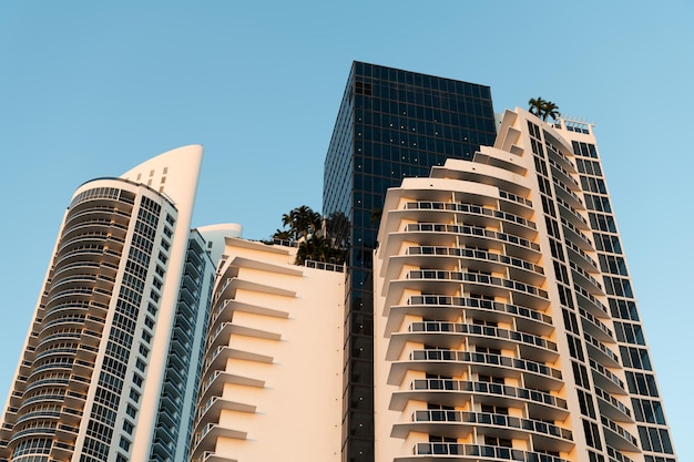 Sunny Isles Beach, Miami Florida, USA - March 24, 2021: trump international beach resort. resort with multistory modern building architecture. storey hotel. perspective view.