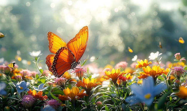 Sunny Meadow Filled with Flowers