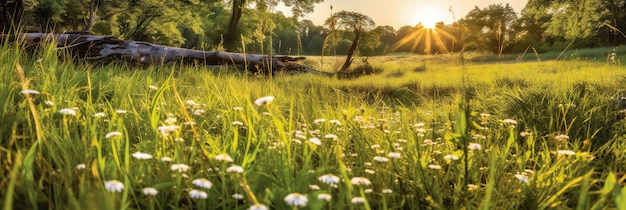 Sunny meadow foto realistische illustratie generatieve ai