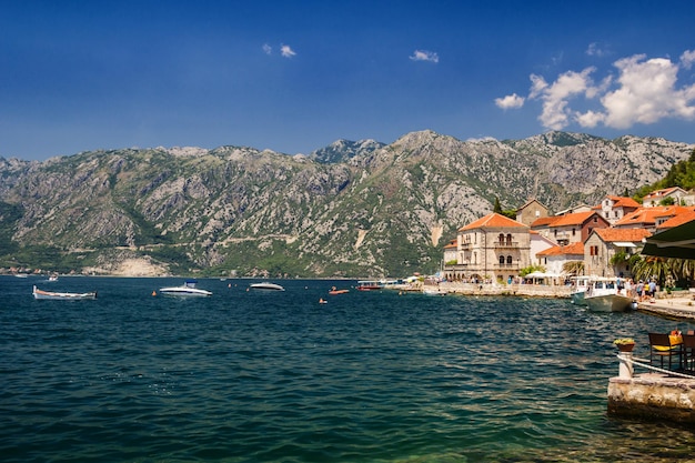 Sunny mediterranean landscape montenegro bay of kotor