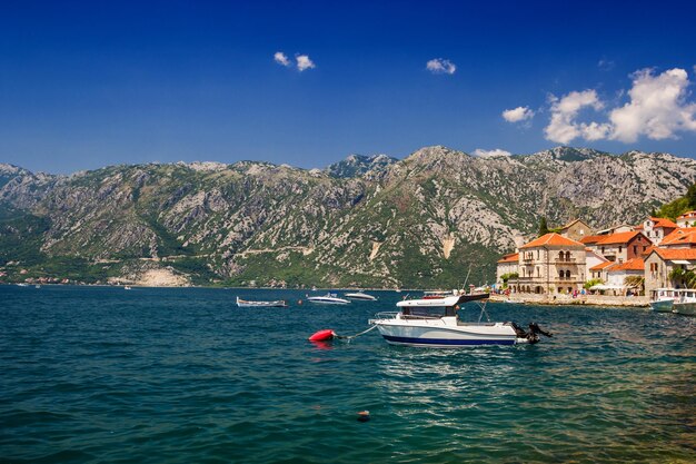 Sunny Mediterranean landscape Montenegro Bay of Kotor