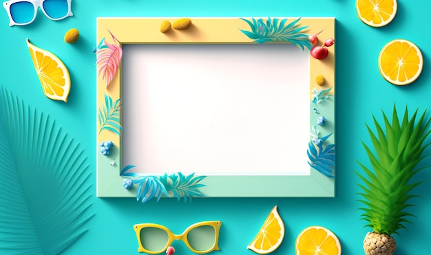 Photo sunny memories with this colorful summer blank photo frame mockup