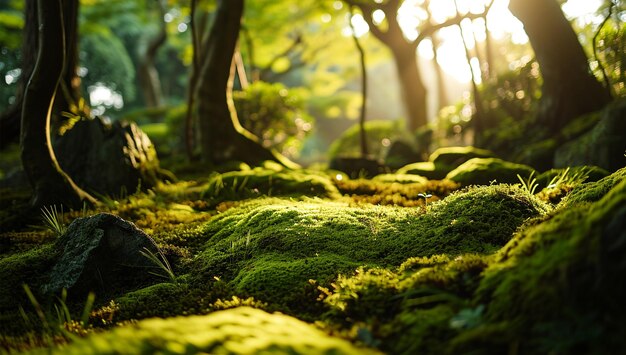 Foto mattina di sole nella foresta