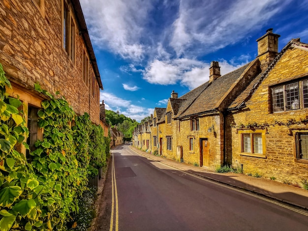 A sunny morning at the small idyllic village of castle combe of wiltshire uk