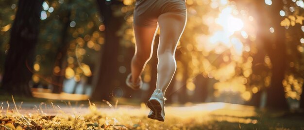 Foto nella natura soleggiata una giovane donna corre