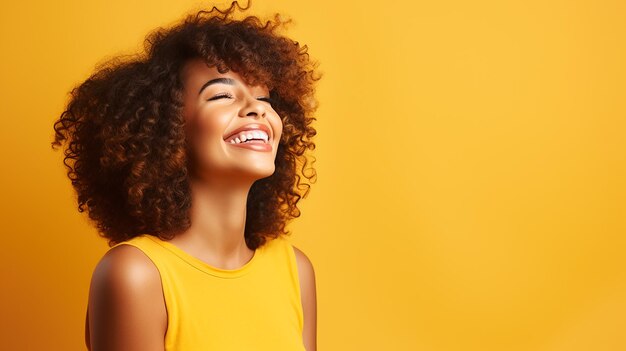 Sunny Positivity Smiling Individual on a Radiant Yellow Backdrop