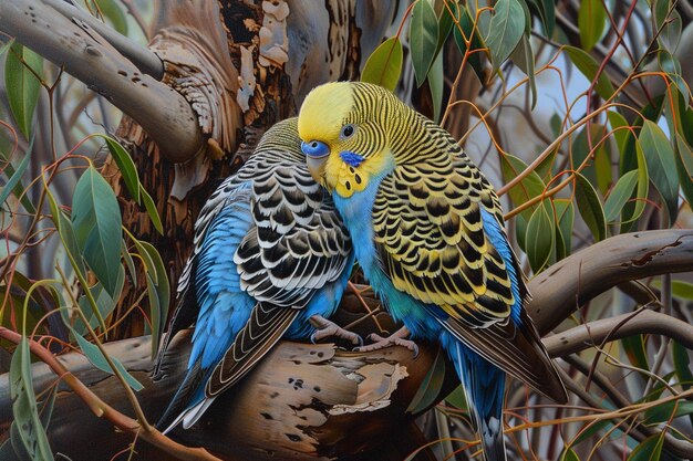 Foto sunny serenade budgerigars basking