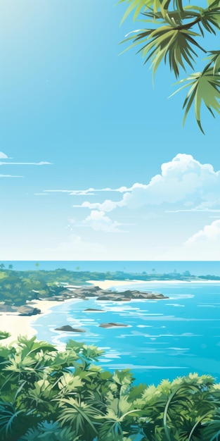 Sunny Singapore Coast Jewelry Poster with Illustration Style