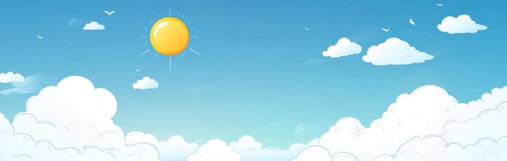 Photo 晴れた空 雲の青い背景 漫画のスタイル 明るい陽気な囲気 夏のリラックスに最適です