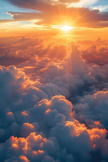 A sunny sky above clouds from an air flight